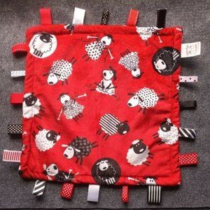 Genius Babies Sheep Print Red Lovey With Tags Security Blanket Soother